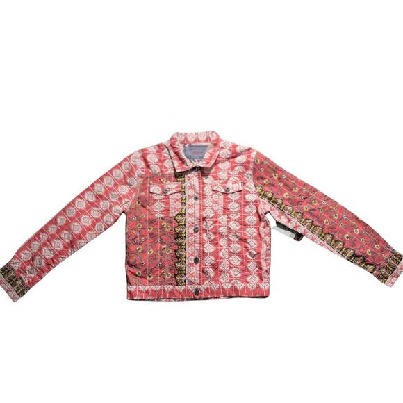 GRAMICCI Jaime Arizona Orange Aztec Printed Cropped Button Up Jacket Womens L - Picture 10 of 16